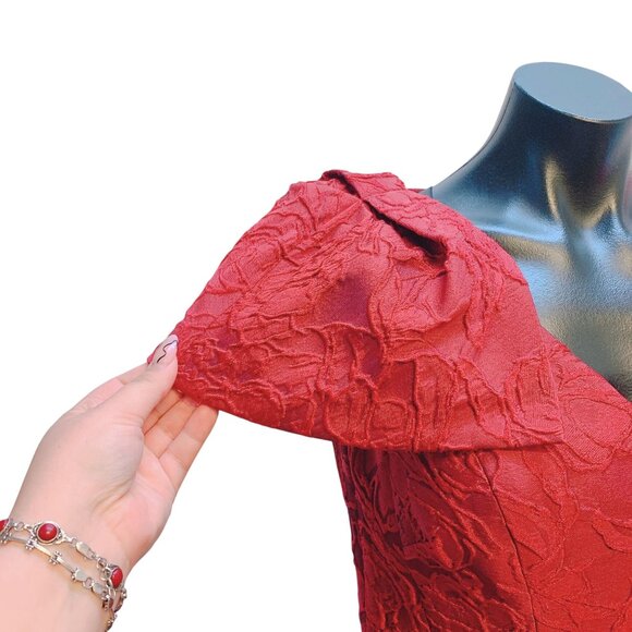 Teri Jon Rickie Freeman  Exclusive Textured A-Line Dress Short Sleeves Size 4 - Picture 2 of 9